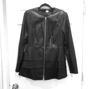 Faux leather black jacket with corset detailing